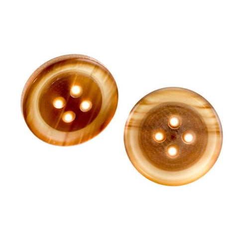 Braun Hornimitatknopf HI-18 mit 4-Loch als Hosenknopf