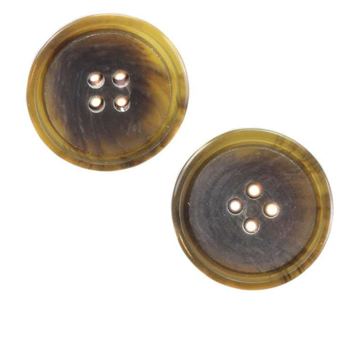 Oliv Hornimitatknopf HI-21 mit 4-Loch als Blazer- und Sakkoknopf
