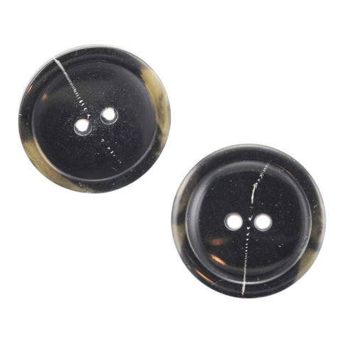 Schwarz Hornimitatknopf HI-38 mit 2-Loch als Mantel- und Jackenknopf