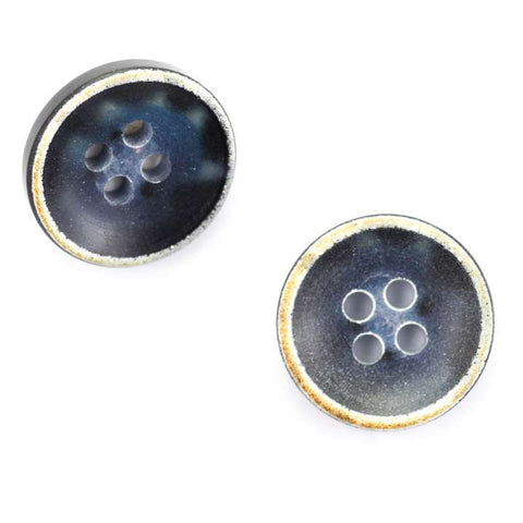 Blau Hornimitatknopf HI-44 mit 4-Loch als Hosenknopf