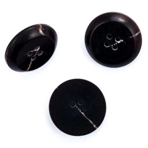 Schwarz Hornimitatknopf HI-47 mit 4-Loch als Blazer- und Sakkoknopf