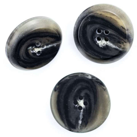 Grau Hornimitatknopf HI-47 mit 4-Loch als Mantel- und Jackenknopf