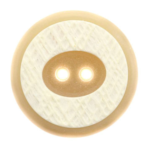 Beige Hornimitatknopf KM-61 mit 2-Loch als Mantel- und Jackenknopf
