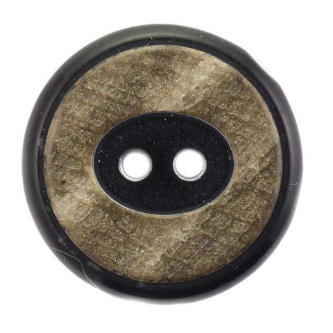 Schwarz Hornimitatknopf KM-61 mit 2-Loch als Mantel- und Jackenknopf