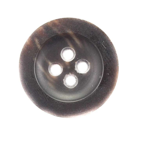 Braun Hornimitatknopf KM-62 mit 4-Loch als Mantel- und Jackenknopf