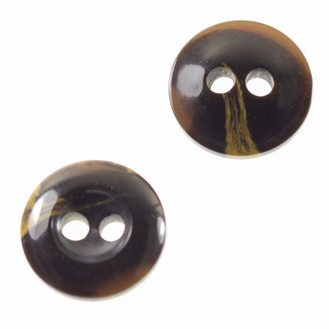 Schwarz-Topaz-Topaz Hornimitatknopf HI-45 mit 2-Loch als Mantel- und Jackenknopf