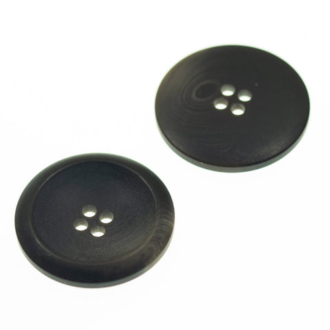 Schwarz-Braun Hornimitatknopf HI-75 mit 4-Loch als Blazer- und Sakkoknopf