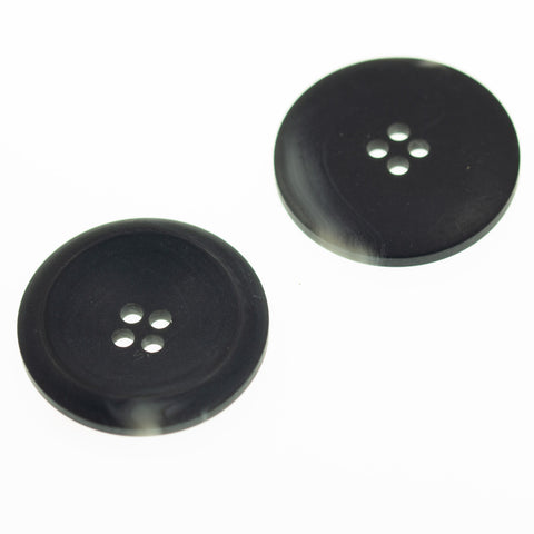 Schwarz Hornimitatknopf HI-75 mit 4-Loch als Blazer- und Sakkoknopf