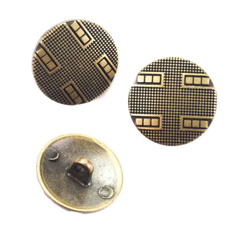 Metallknopf mit Trachtenoptik in Altgold-Gold mit Öse-Befestigung in 11–19 mm