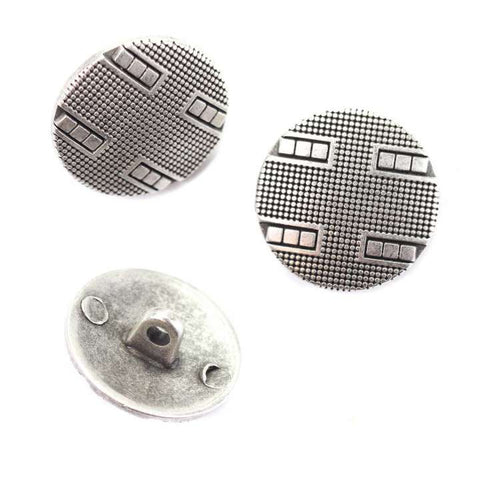 Metallknopf mit Trachtenoptik in Altsilber-Silber mit Öse-Befestigung in 15–19 mm