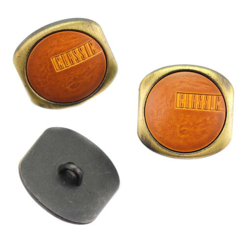 Metallknopf in Gold-Braun mit Öse-Befestigung in 20 mm