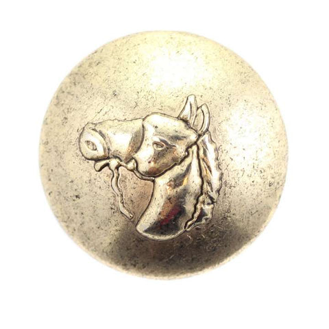 Metallknopf  Pferdekopf Motive in Gold-Messing mit Öse-Befestigung in 15–25 mm