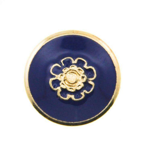 Metallknopf mit Blumenmotiv in Gold mit Öse-Befestigung in 18 mm