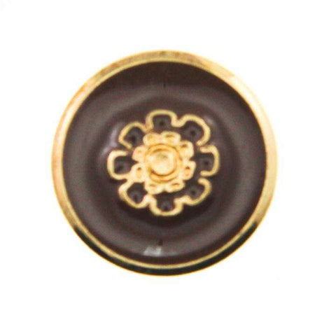 Metallknopf mit Blumenmotiv in Gold mit Öse-Befestigung in 18 mm