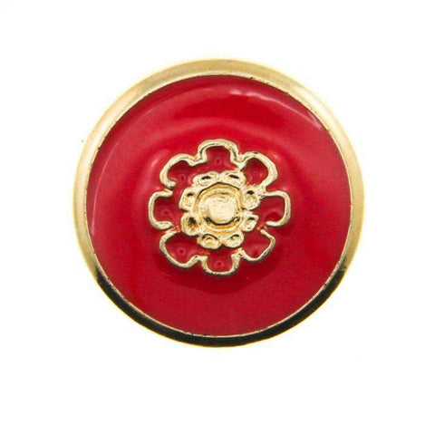 Metallknopf mit Blumenmotiv in Gold mit Öse-Befestigung in 18 mm
