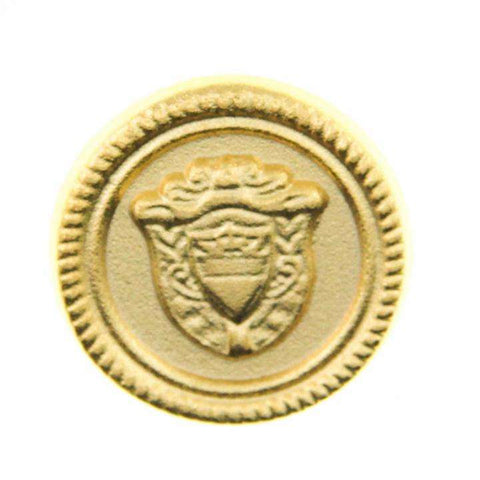 Metallknopf mit Wappenmotiv in Gold mit Öse-Befestigung in 15–23 mm