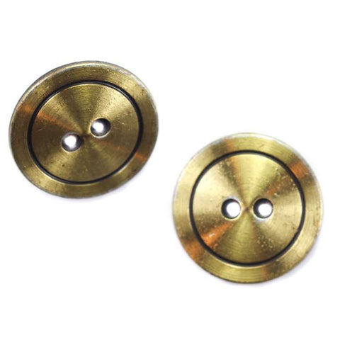 Metallknopf in Altgold-Gold mit 2-Loch-Befestigung in 15–20 mm
