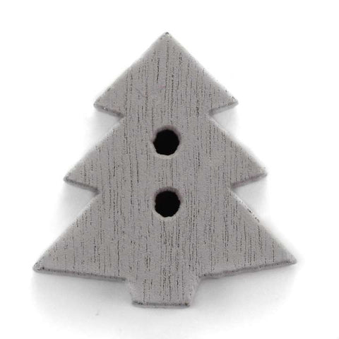 Silberfarben Holzknopf mit Weihnachts-Tannenbaummotiv mit 2-Loch-Befestigung HK-31-SILBER