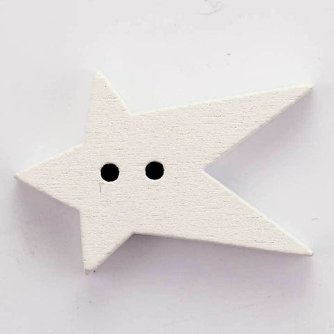 Weiß Holzknopf mit Weihnachts-Sternmotiv mit 2-Loch-Befestigung HK-39-WEISS