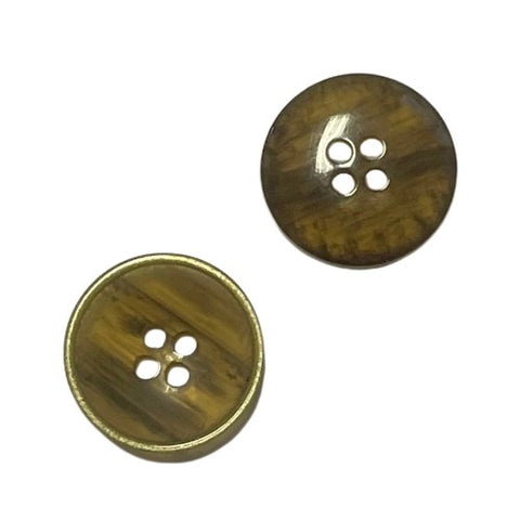 Braun-Goldfarben Hornimitatknopf HI-85 mit 4-Loch als Blazer- und Sakkoknopf