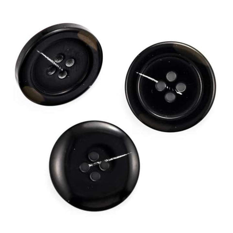 Schwarz Hornimitatknopf HI-46 mit 4-Loch als Hosenknopf