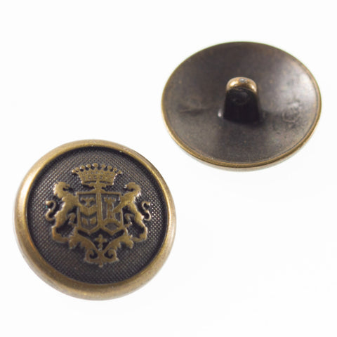 Metallknopf mit Wappenmotiv in Messing mit Öse-Befestigung in 23 mm