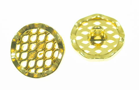 Metallknopf mit Muster in Gold mit Öse-Befestigung in 18 mm