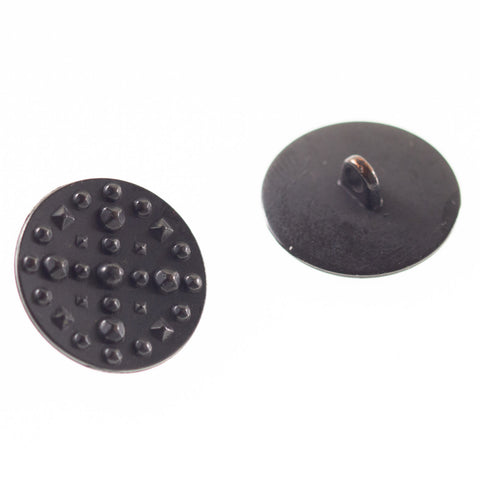 Metallknopf mit Muster in Schwarz mit Öse-Befestigung in 15 mm