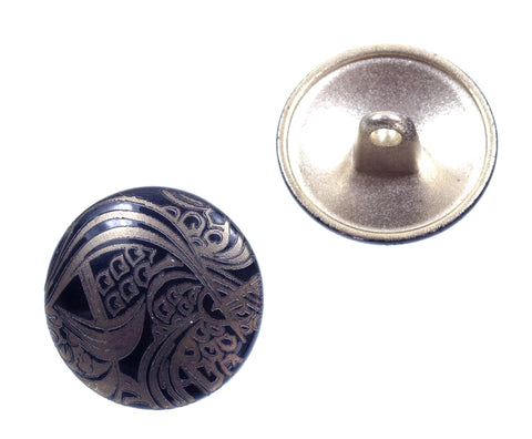Metallknopf in Schwarz mit Öse-Befestigung in 24 mm