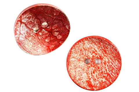 Silberfarben/Rot Kokos-Holzknopf aus Kokosholz mit 2-Loch-Befestigung HK-422-ROT- SILBER
