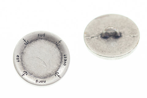 Metallknopf mit Wappenmotiv in Silber mit Öse-Befestigung in 18 mm