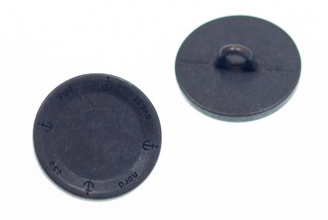 Metallknopf mit Wappenmotiv in Silber mit Öse-Befestigung in 15–18 mm
