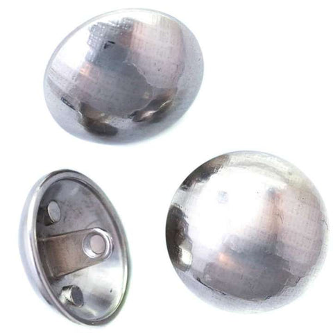 Metallknopf mit Halbkugel in Silber mit Öse-Befestigung in 10–23 mm