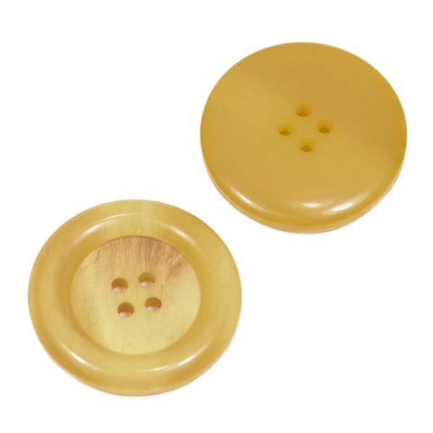 Gelb Hornimitatknopf HI-67 mit 4-Loch als Mantelknopf