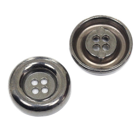 Metallknopf mit Rand in Schwarz mit 4-Loch-Befestigung in 15–23 mm
