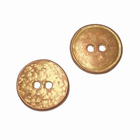 Metallknopf mit Muster in Gold-Kupfer mit 2-Loch-Befestigung in 18–23 mm