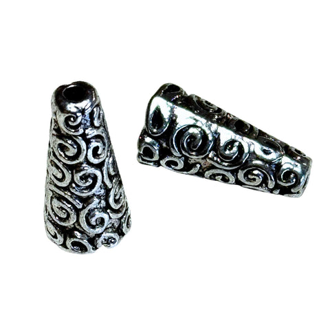Silberne Metall-Kordelenden Silber mit Spiralmuster Design KOE-4 Ø 5 mm