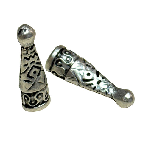 Silberne Metall-Kordelenden Silber im Mützen Design KOE-4 Ø 5 mm