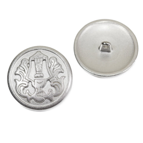 Metallknopf mit Wappenmotiv in Silber mit Öse-Befestigung in 23 mm
