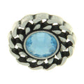 Trachtenknopf Aquamarine (Aquamarin) mit Swarovski® Crystal ST-21AS Altsilber für Dirndl und Trachtenmode
