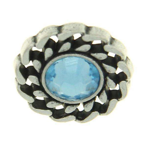 Trachtenknopf Aquamarine (Aquamarin) mit Swarovski® Crystal ST-21AS Altsilber für Dirndl und Trachtenmode