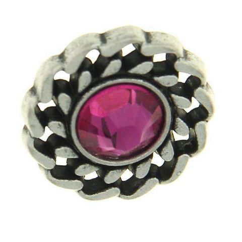 Trachtenknopf Fuchsia (Pink) mit Swarovski® Crystal ST-21AS Altsilber für Dirndl und Trachtenmode