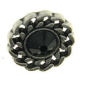 Trachtenknopf Jet (Schwarz) mit Swarovski® Crystal ST-21AS Altsilber für Dirndl und Trachtenmode