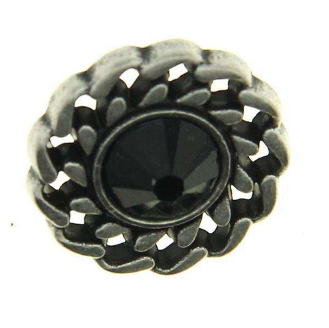 Trachtenknopf Jet (Schwarz) mit Swarovski® Crystal ST-21AS Altsilber für Dirndl und Trachtenmode