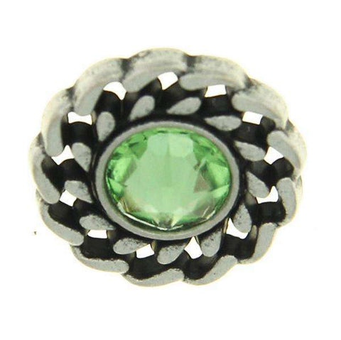 Trachtenknopf Peridot (Hellgrün) mit Swarovski® Crystal ST-21AS Altsilber für Dirndl und Trachtenmode