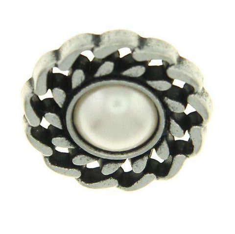 Trachtenknopf Perle Creme mit Swarovski® Perle ST-21AS Altsilber für Dirndl und Trachtenmode