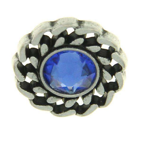 Trachtenknopf Sapphire (Saphirblau) mit Swarovski® Crystal ST-21AS Altsilber für Dirndl und Trachtenmode