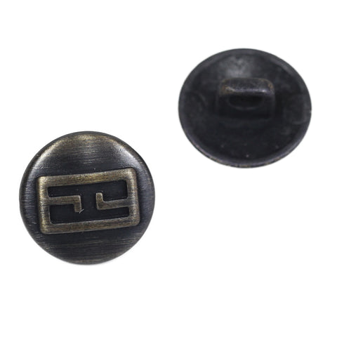 Metallknopf mit Muster in Silber-Grau mit Öse-Befestigung in 12 mm