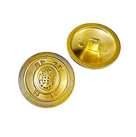 Metallknopf mit Wappenmotiv in Gold mit Öse-Befestigung in 18–23 mm