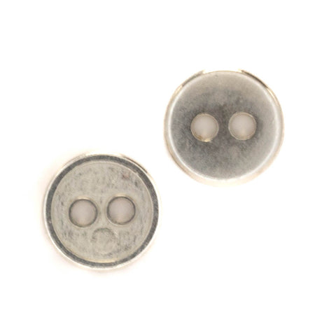 Metallknopf mit flach in Silber mit 2-Loch-Befestigung in 11 mm